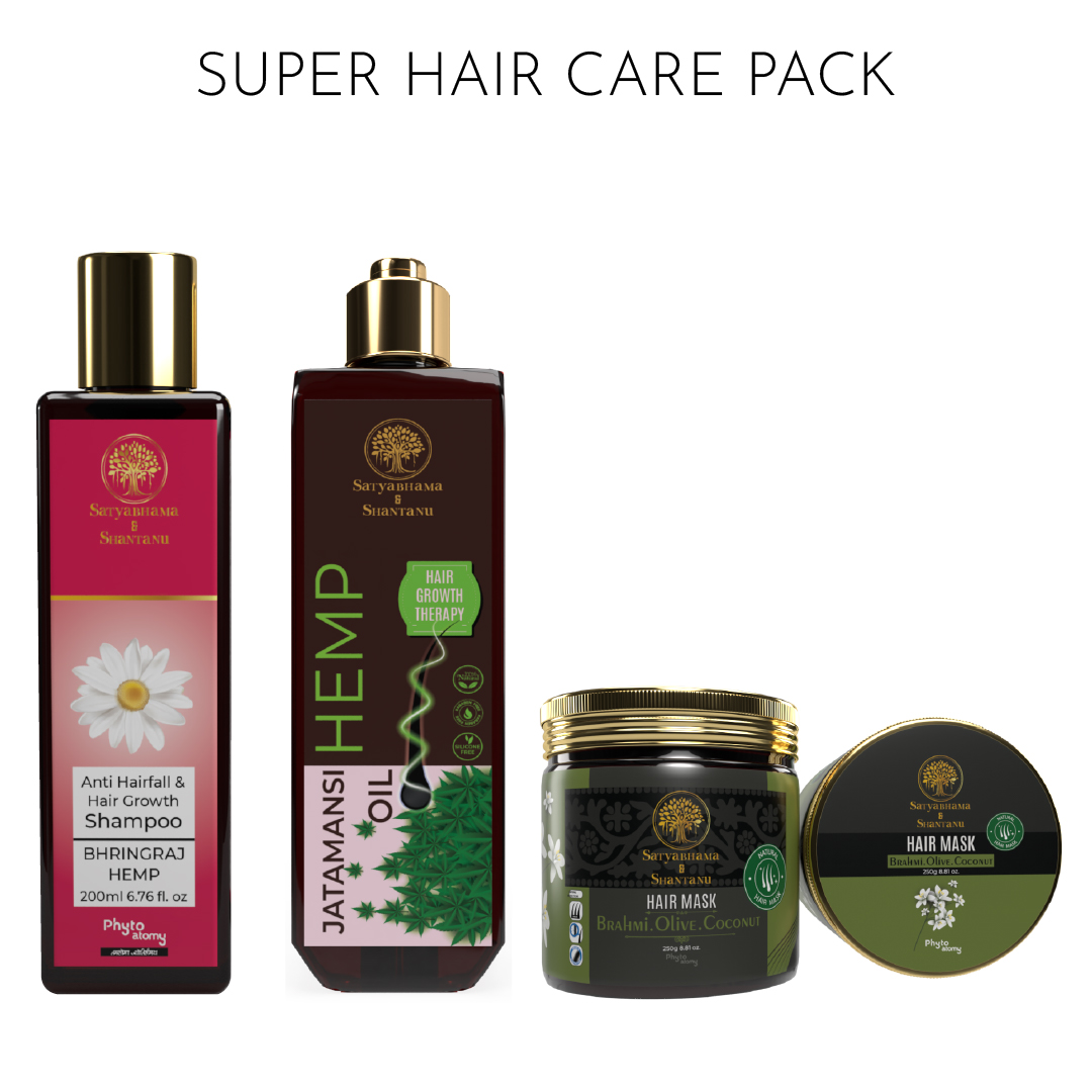 Bhringraj Hemp Shampoo (200 ml) + Brahmi Olive Coconut Hair Mask (250g) + Jatamansi Hemp Hair Oil (200 ml)